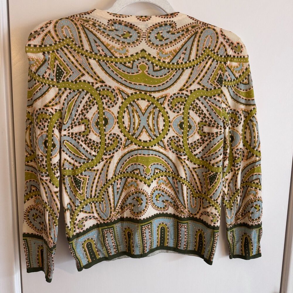 Womens J Crew 100% Merino Wool Paisley Abstract Baroque Cardigan Small - Picture 4 of 4